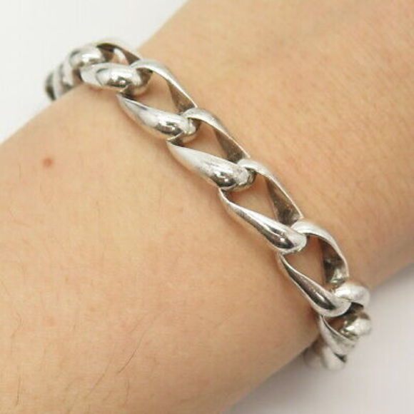 925 Sterling Silver Vintage Mexico Cable Link Bracelet 7...